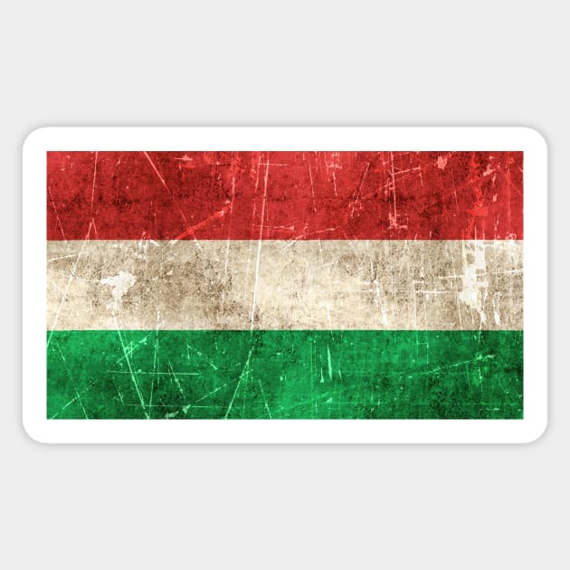 Vintage Aged and Scratched Hungarian Flag Sticker by jeffbartels